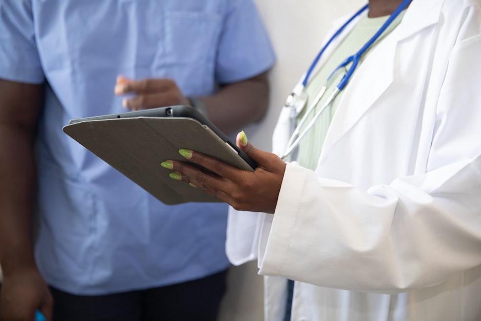 A doctor reviewing treatment options with a patient in a clinic
