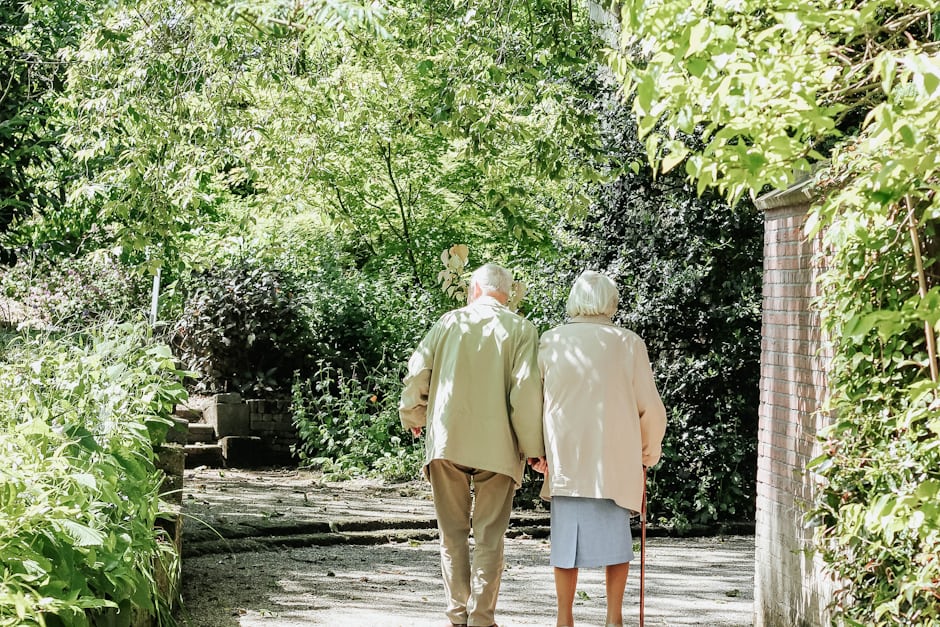 An older Canadian patient walking comfortably after a joint replacement